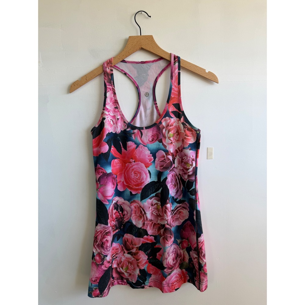 Lululemon Cool Racerback Tank Top Pretty Prism Multi Floral Pink Blue Yoga 4